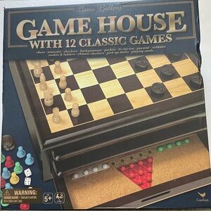 Game House with 12 Classic Games - Black and Brown